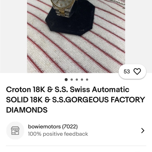 Croton watch 18k gold Rolex lock & dial 100%real gold & Diamonds - Picture 10 of 11